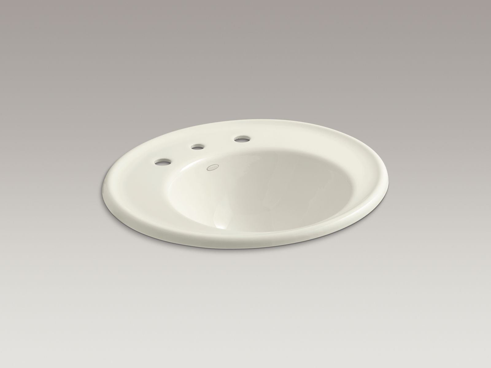 Iron Works(R) wall-mount bathroom sink with 8" widespread faucet holes and Biscuit exterior
