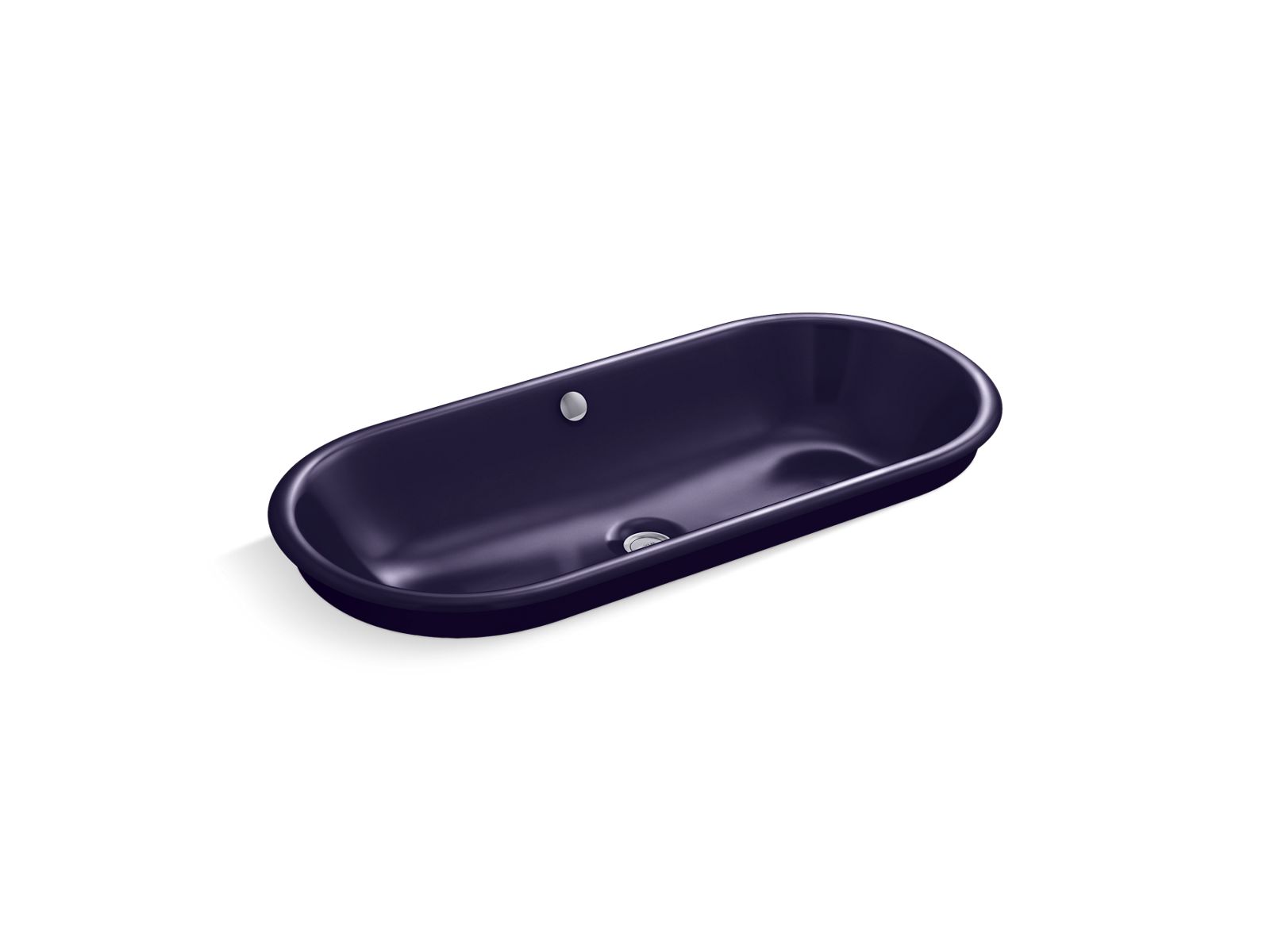 Iron Plains® 33" oval drop-in/undermount/vessel bathroom sink with Indigo Blue painted underside