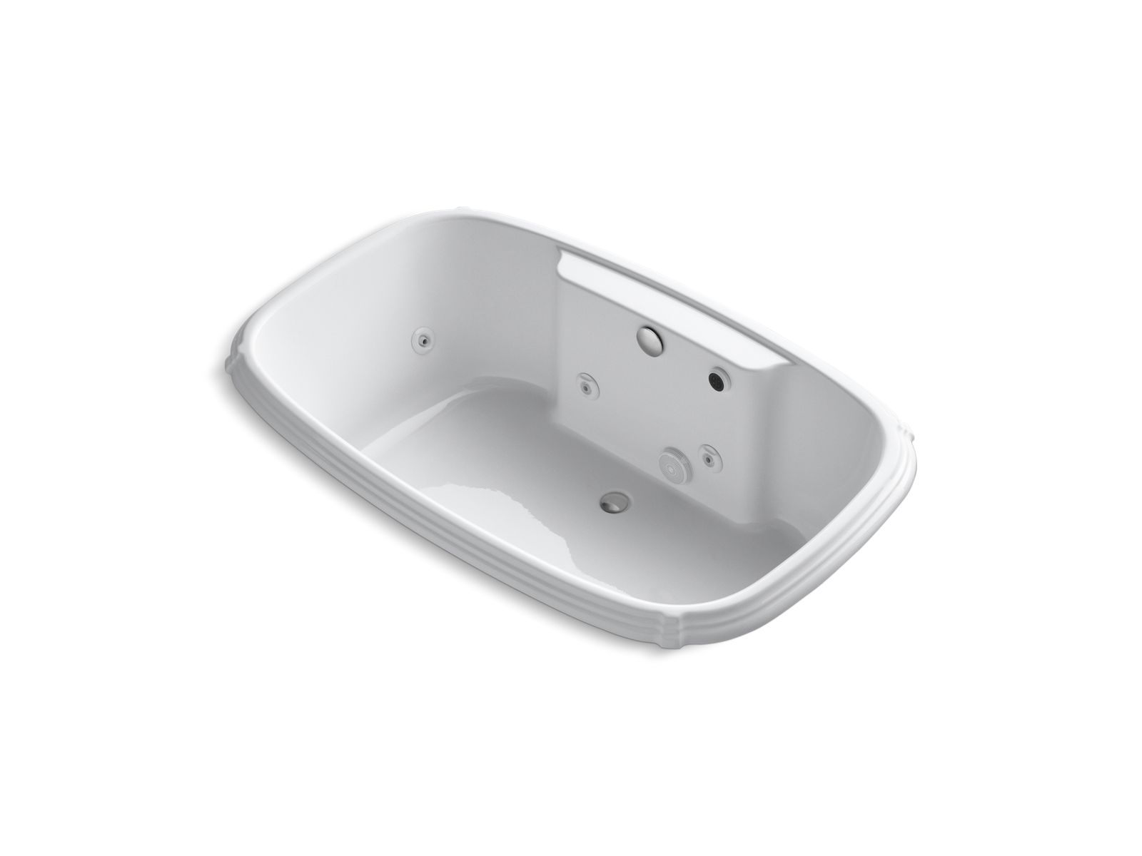 Portrait® 67" x 42" drop-in whirlpool bath with end drain and heater without trim