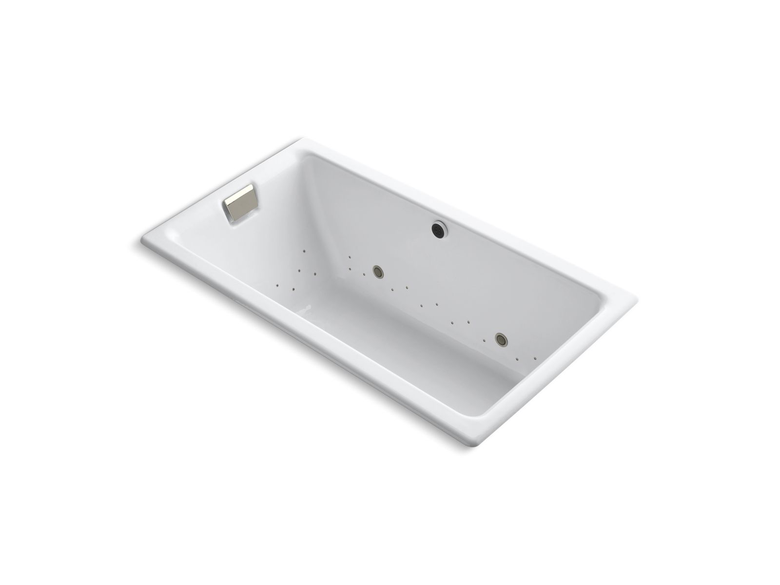 Tea-for-Two® 66" x 36" drop-in BubbleMassage™ air bath with Vibrant® Polished Nickel airjet finish and chromotherapy lights