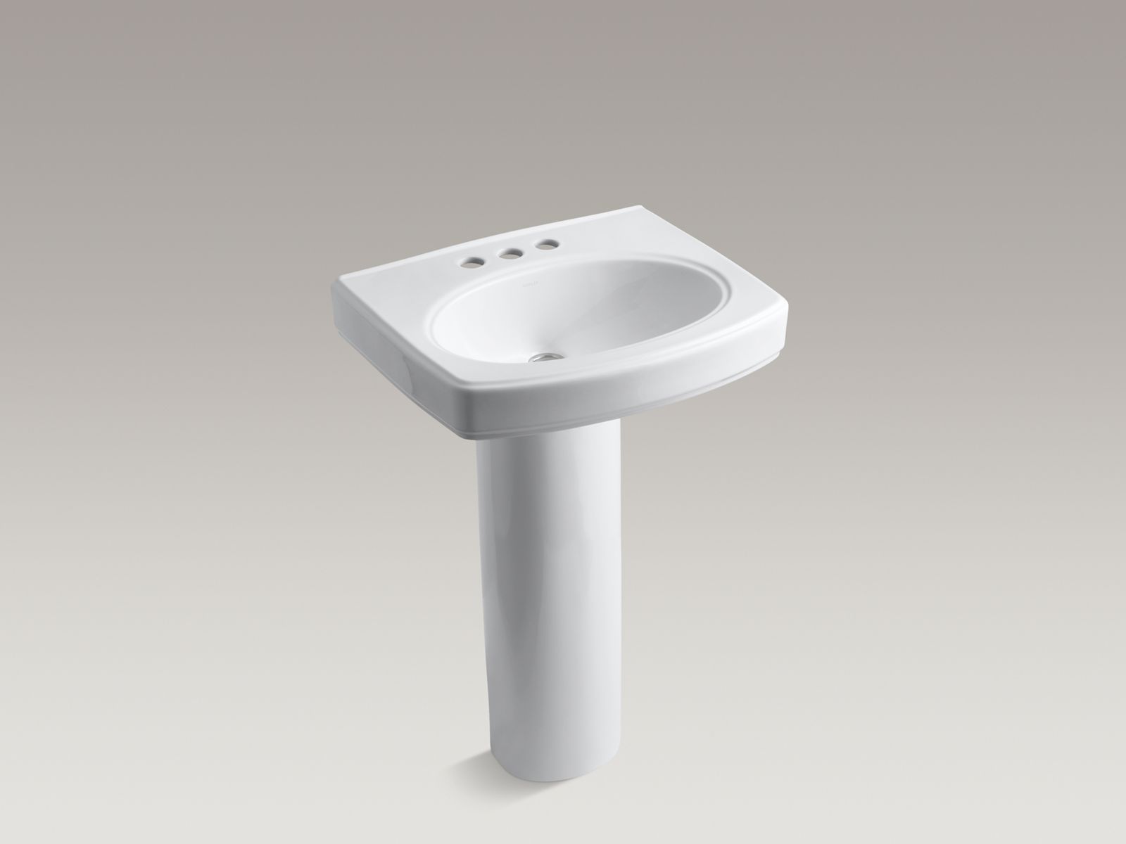 Pinoir(R) pedestal bathroom sink with 4" centerset faucet holes