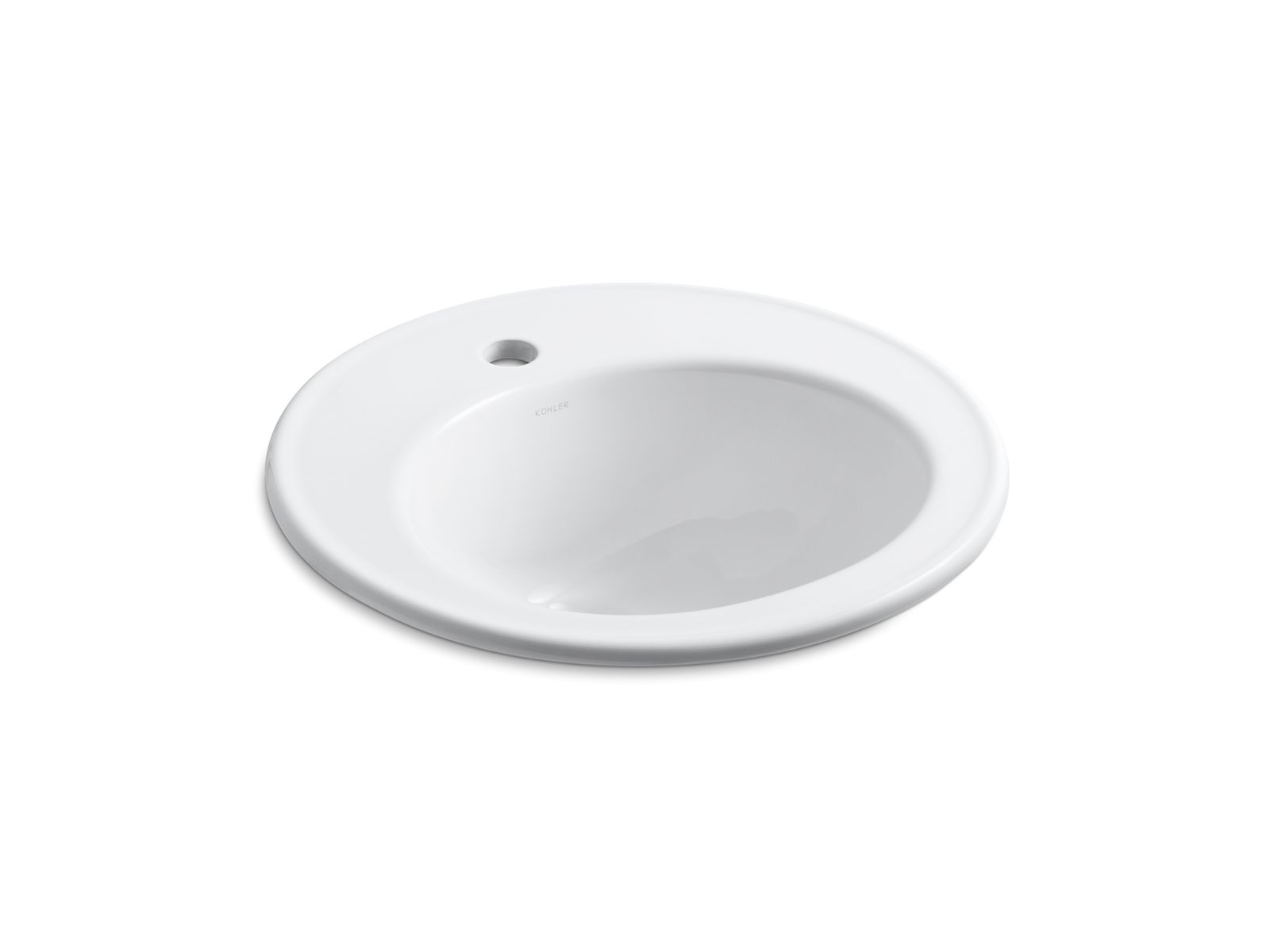Brookline® 19" diameter drop-in bathroom sink with single faucet hole