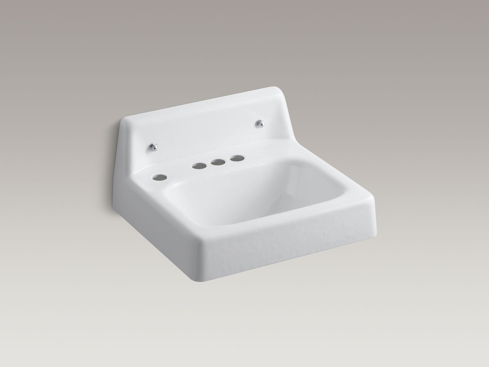 Hudson(TM) wall-mount lavatory with 4" centers, through-going bolts and left-hand soap/lotion dispenser hole drilling