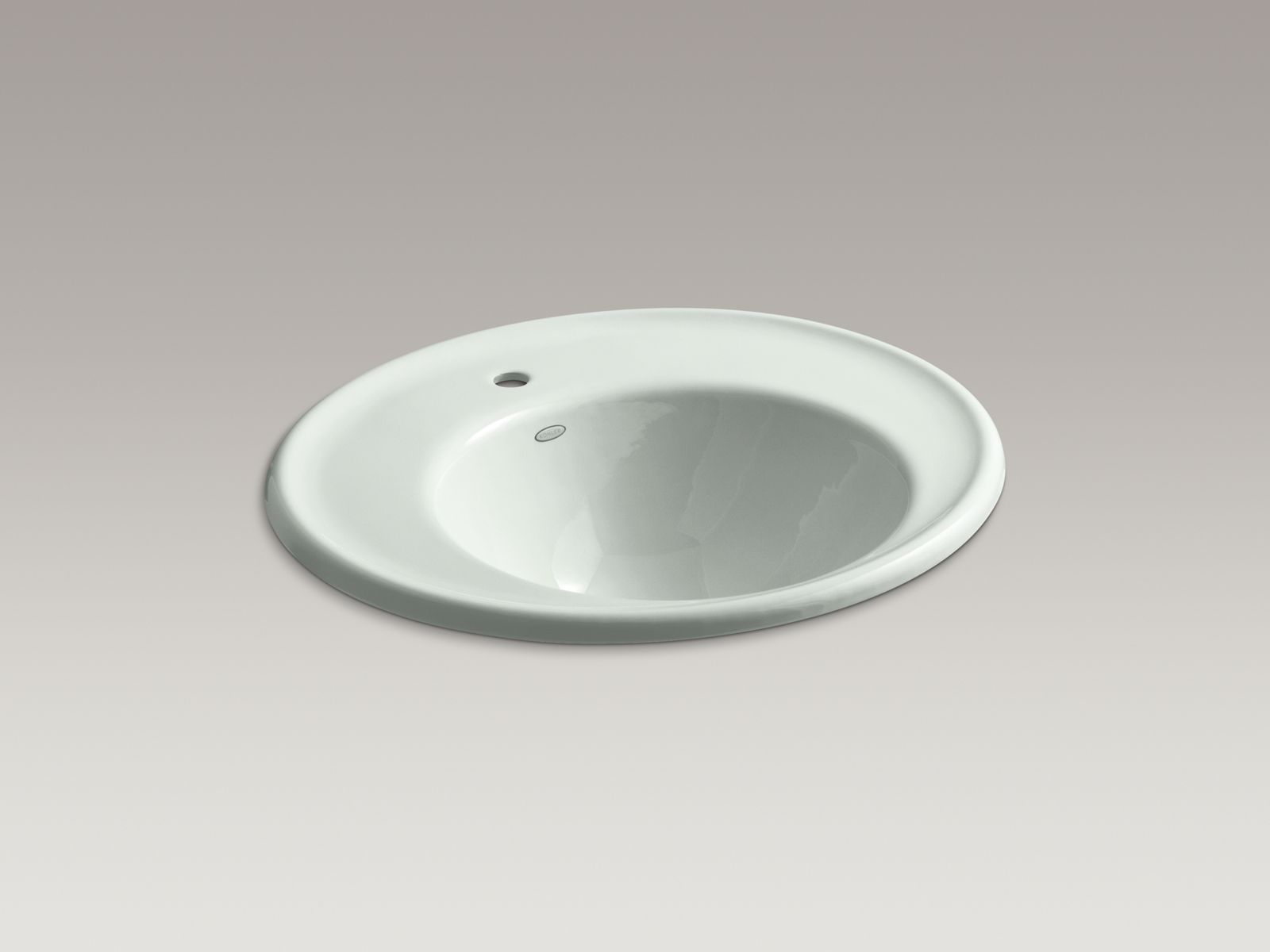 Iron Works(R) wall-mount bathroom sink with single faucet hole and Biscuit exterior