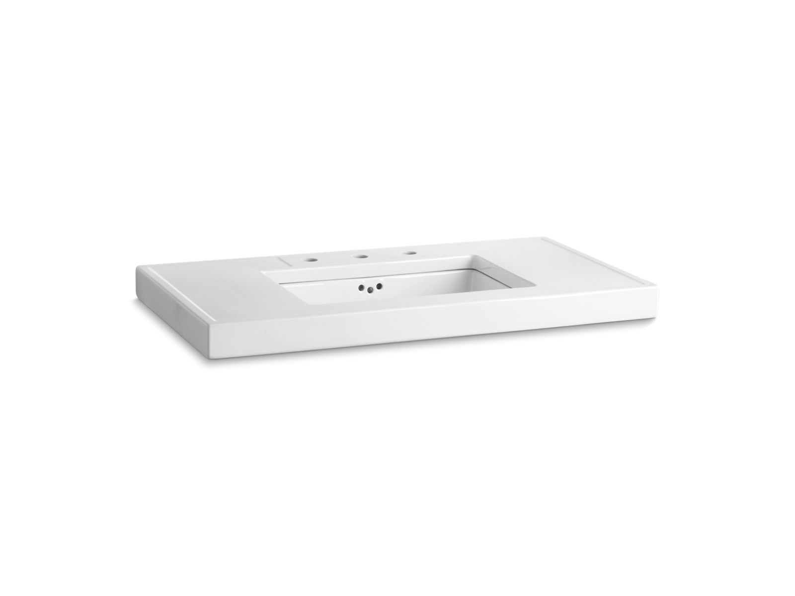 Kathryn® 42" x 22" fireclay console tabletop drilled with 10" centers and cut for K-2297-G undermount bathroom sink