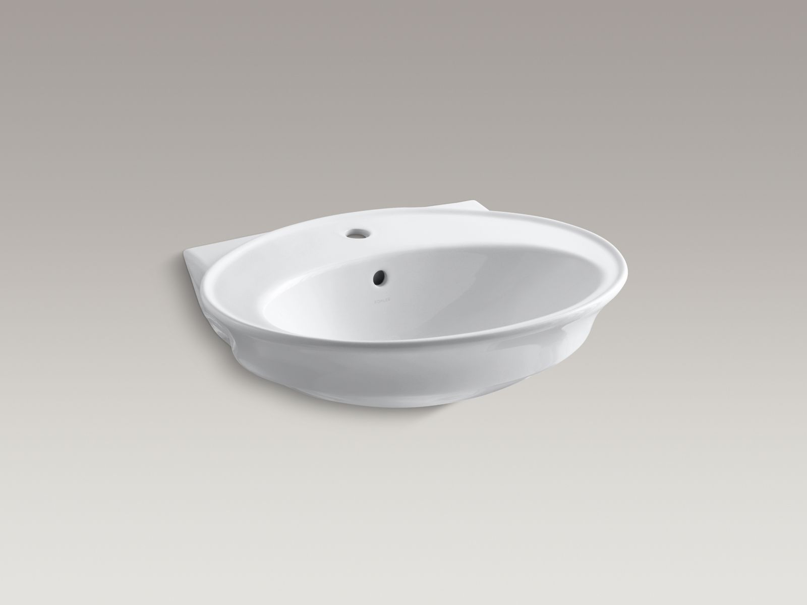 Serif(R) bathroom sink basin with single faucet hole