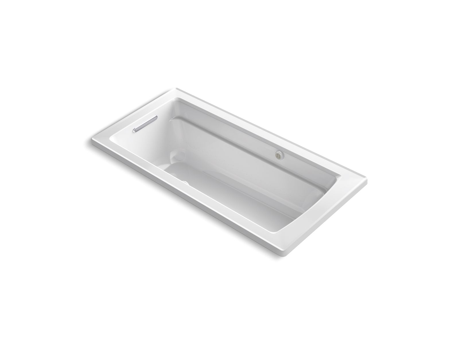 Archer® 66" x 32" drop-in BubbleMassage™ air bath with Bask® heated surface and end drain