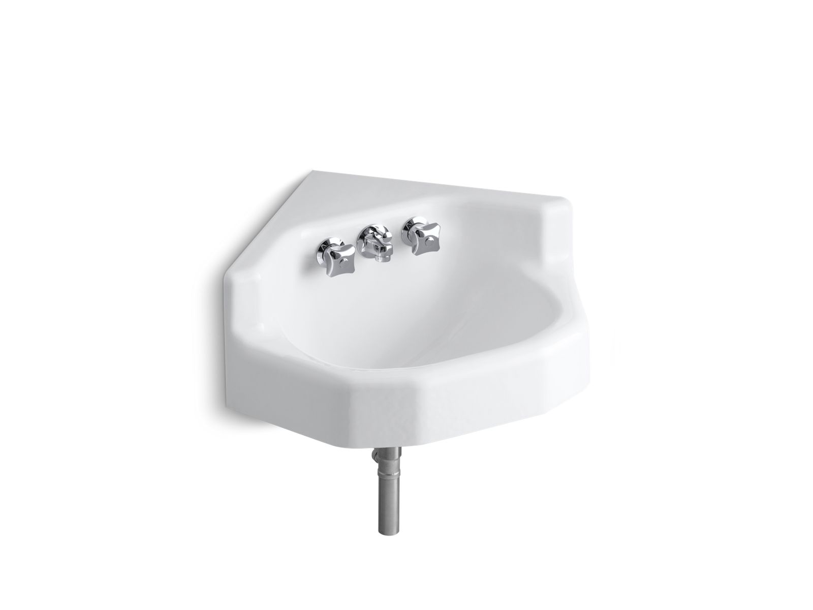 Marston™ 16" x 16" corner wall-mount/shelf back bathroom sink with factory-installed Triton® faucet
