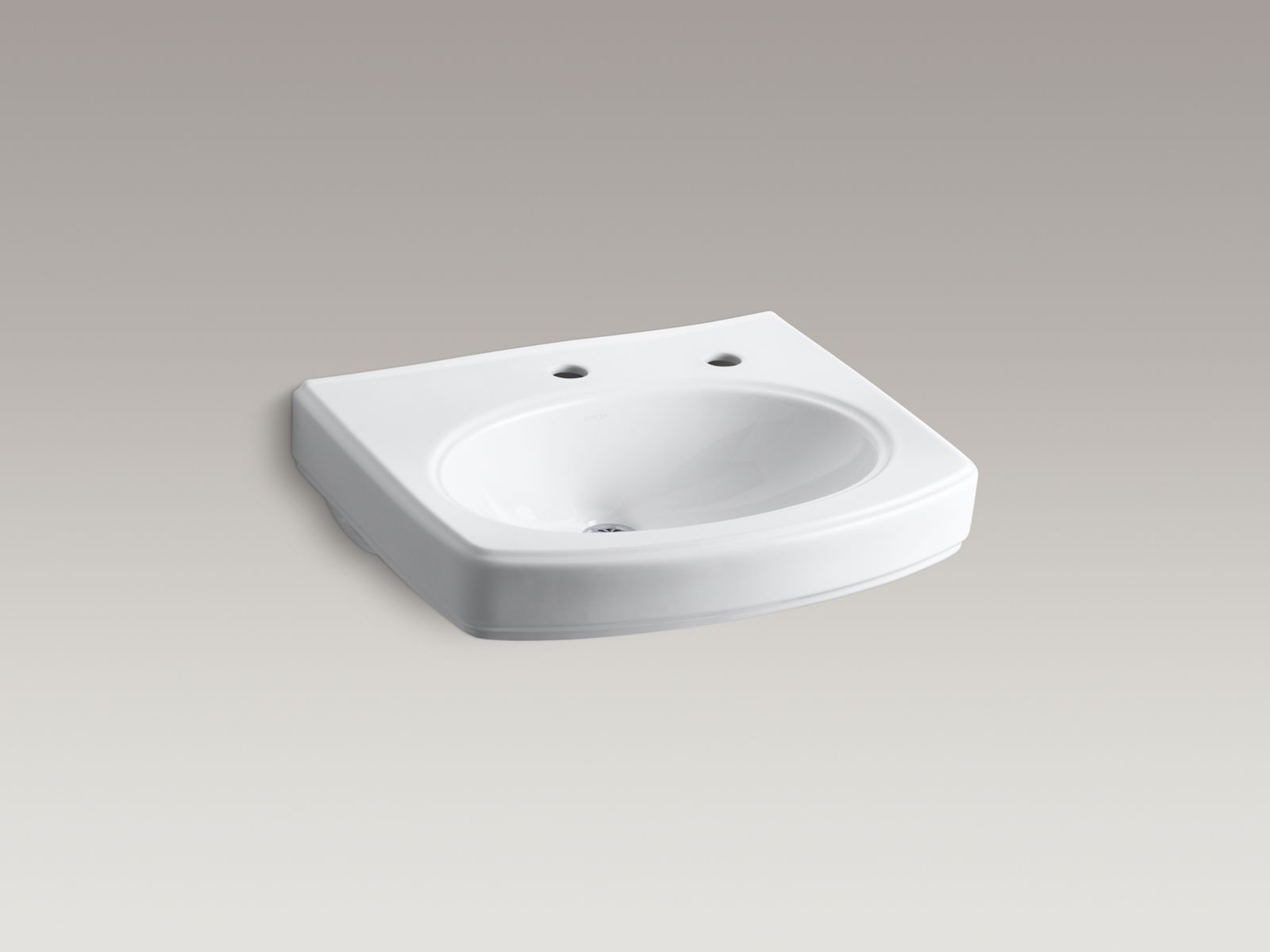 Pinoir(R) bathroom sink basin with single faucet hole and right-hand soap/lotion dispenser