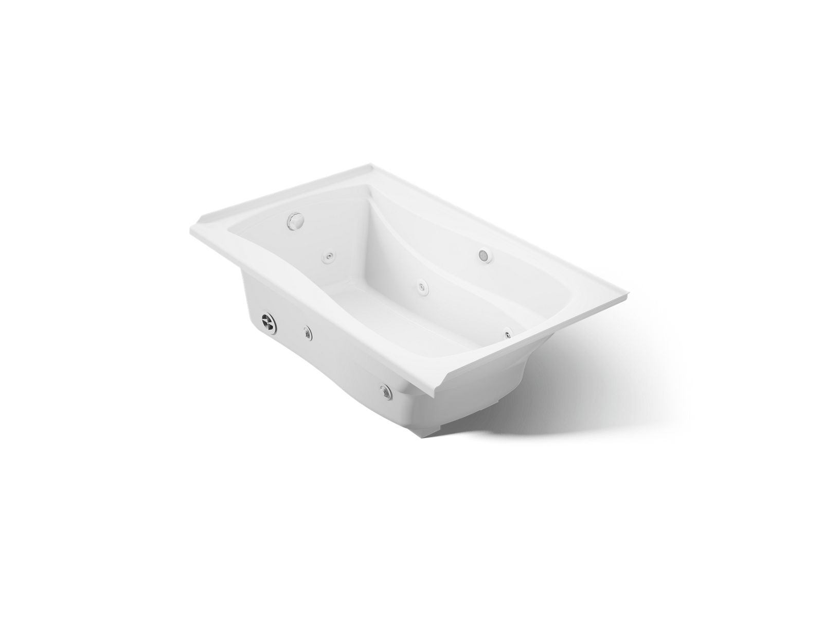 Mariposa® 60" x 36" alcove whirlpool bath with Bask® heated surface, left drain