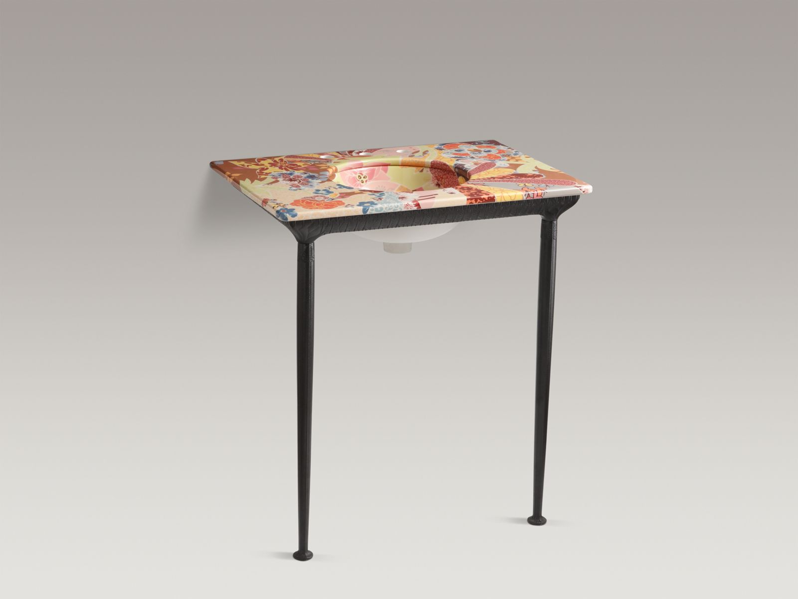 Ipanema(TM) design on 31" x 21-7/8" x 3/4" vitreous china rectangular countertop with 8" widespread faucet holes