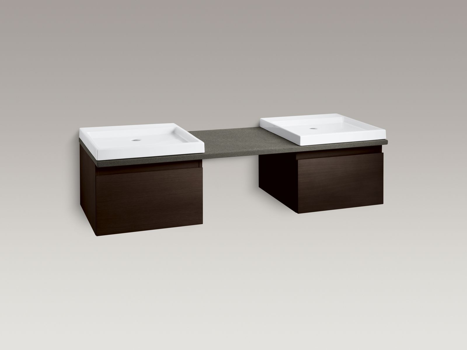Purist(R) 72" x 24" x 1-1/8" natural lavastone rectangular countertop with plumbing cut-outs on left and right