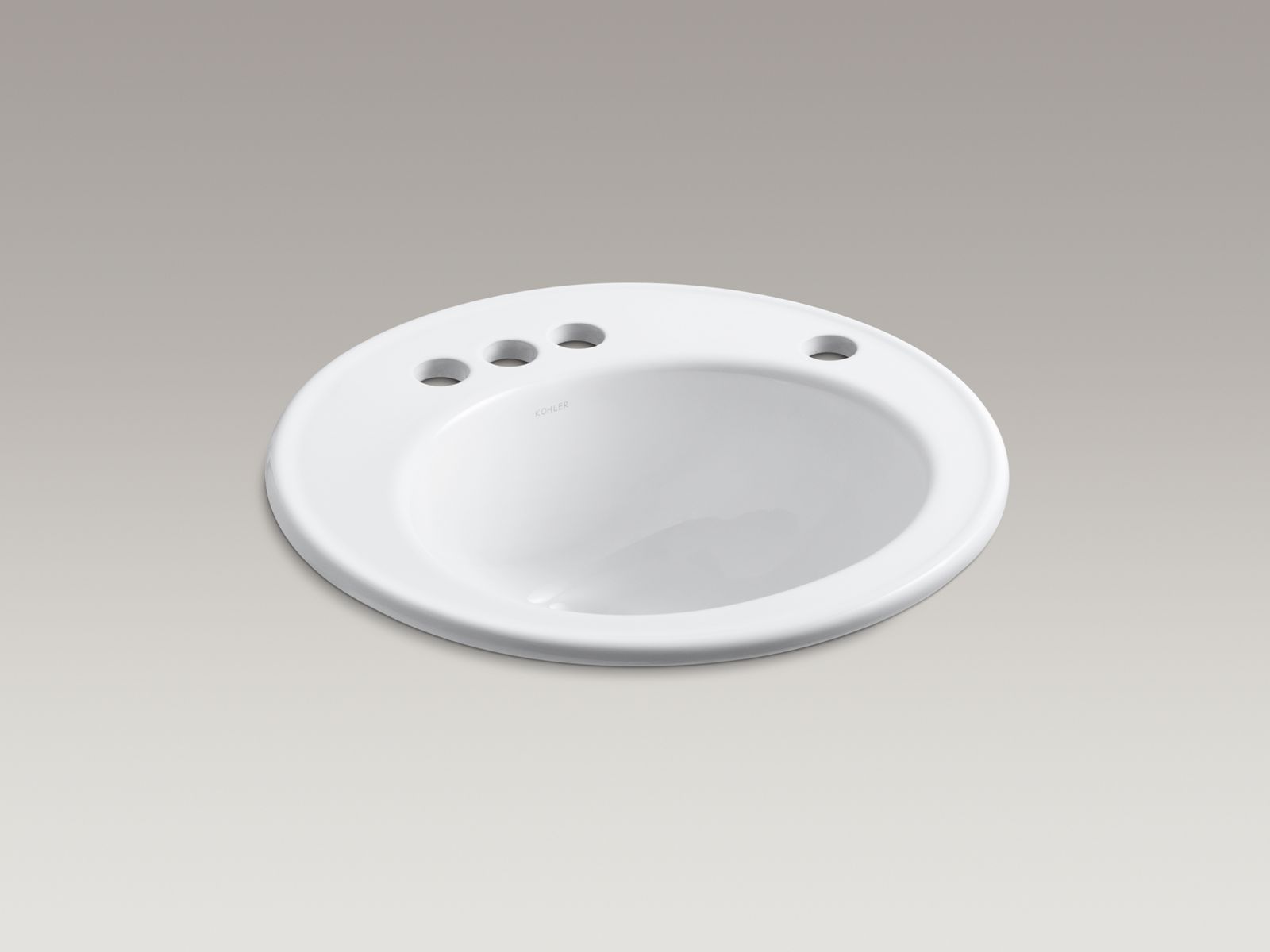 Brookline(R) 19" diameter drop-in bathroom sink with 4" centerset faucet holes and right-hand soap/lotion dispenser hole
