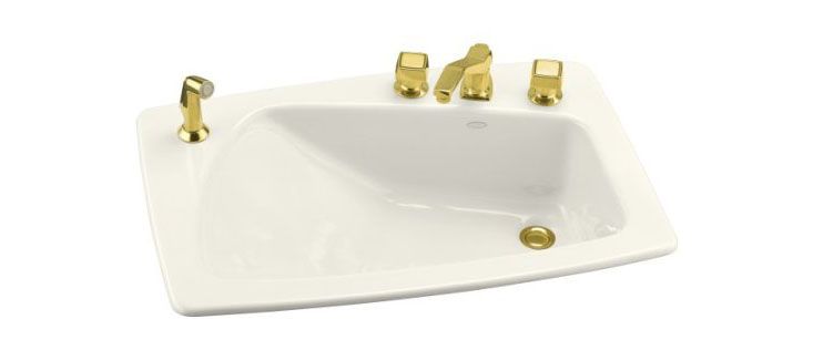 Lady Vanity(R) self-rimming lavatory with 8" centers for swing spout faucet and sidespray