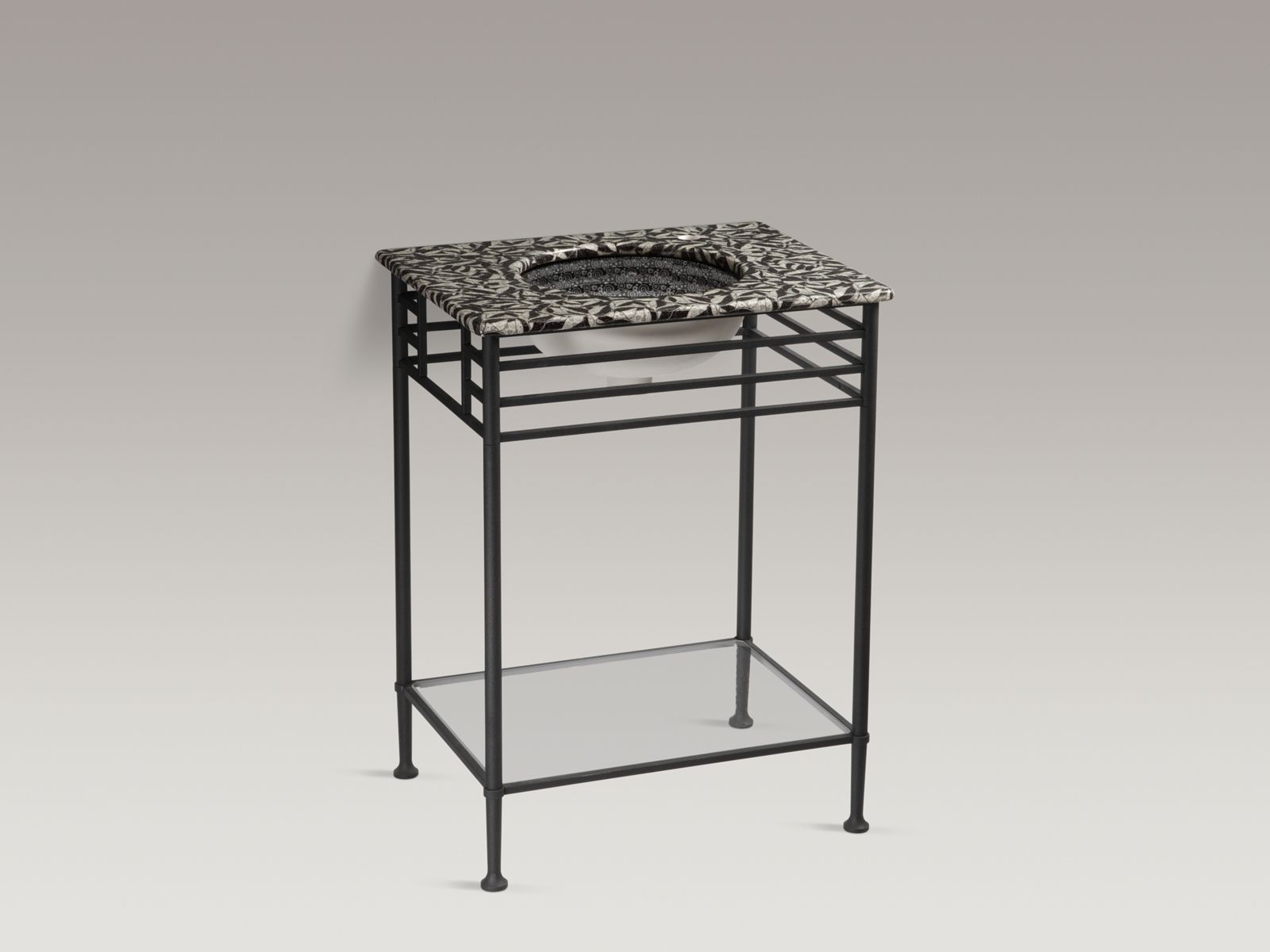 Congo design on vitreous china vanity-top with right-hand single faucet hole