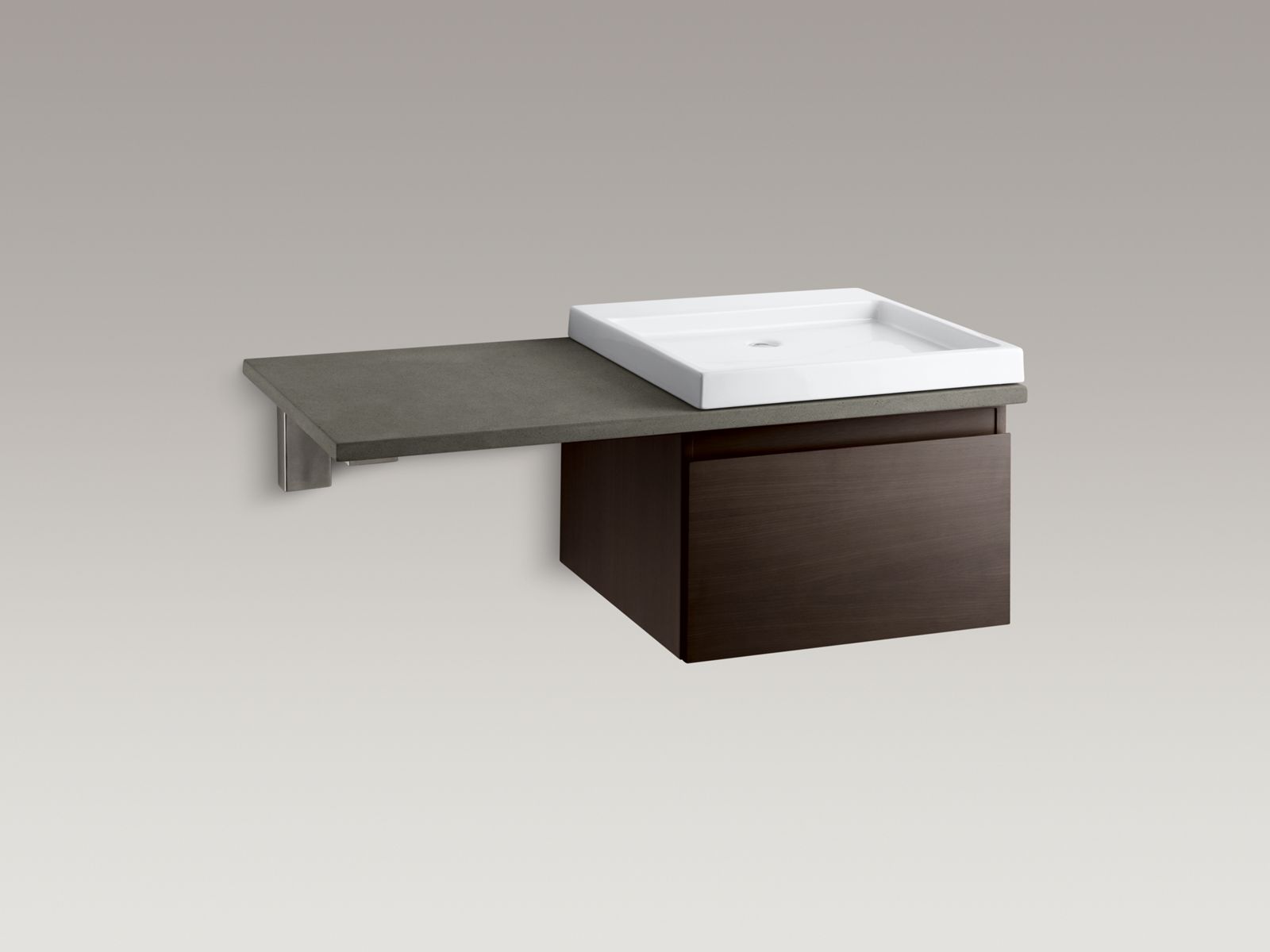 Purist(R) 48" x 24" x 1-1/8" natural lavastone rectangular countertop with one bathroom sink plumbing cut-out on the right