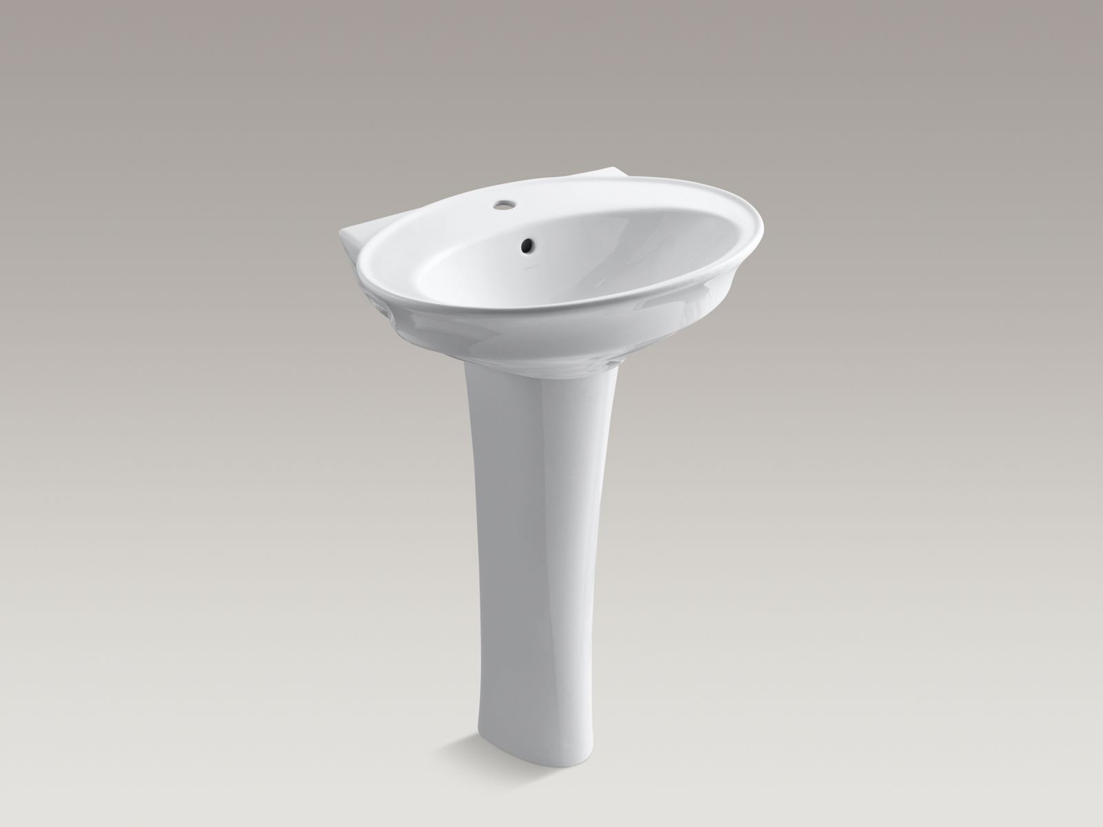 Serif(R) pedestal bathroom sink with single faucet hole