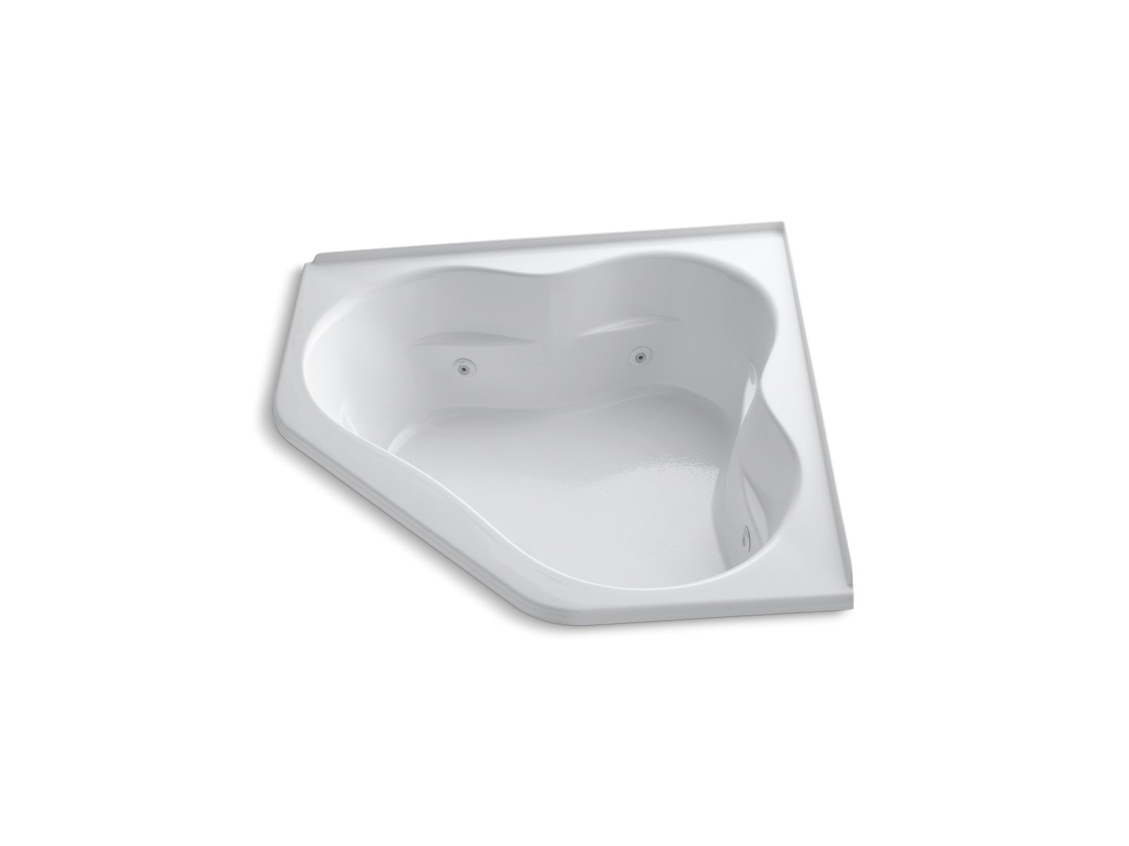 Tercet® 60" x 60" corner whirlpool with integral flange, heater and pump