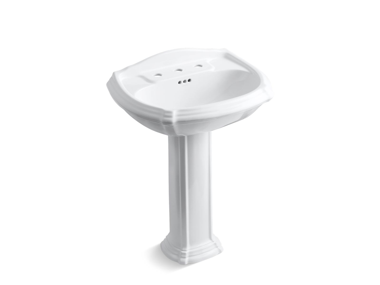 Portrait® Pedestal bathroom sink with 8" widespread faucet holes