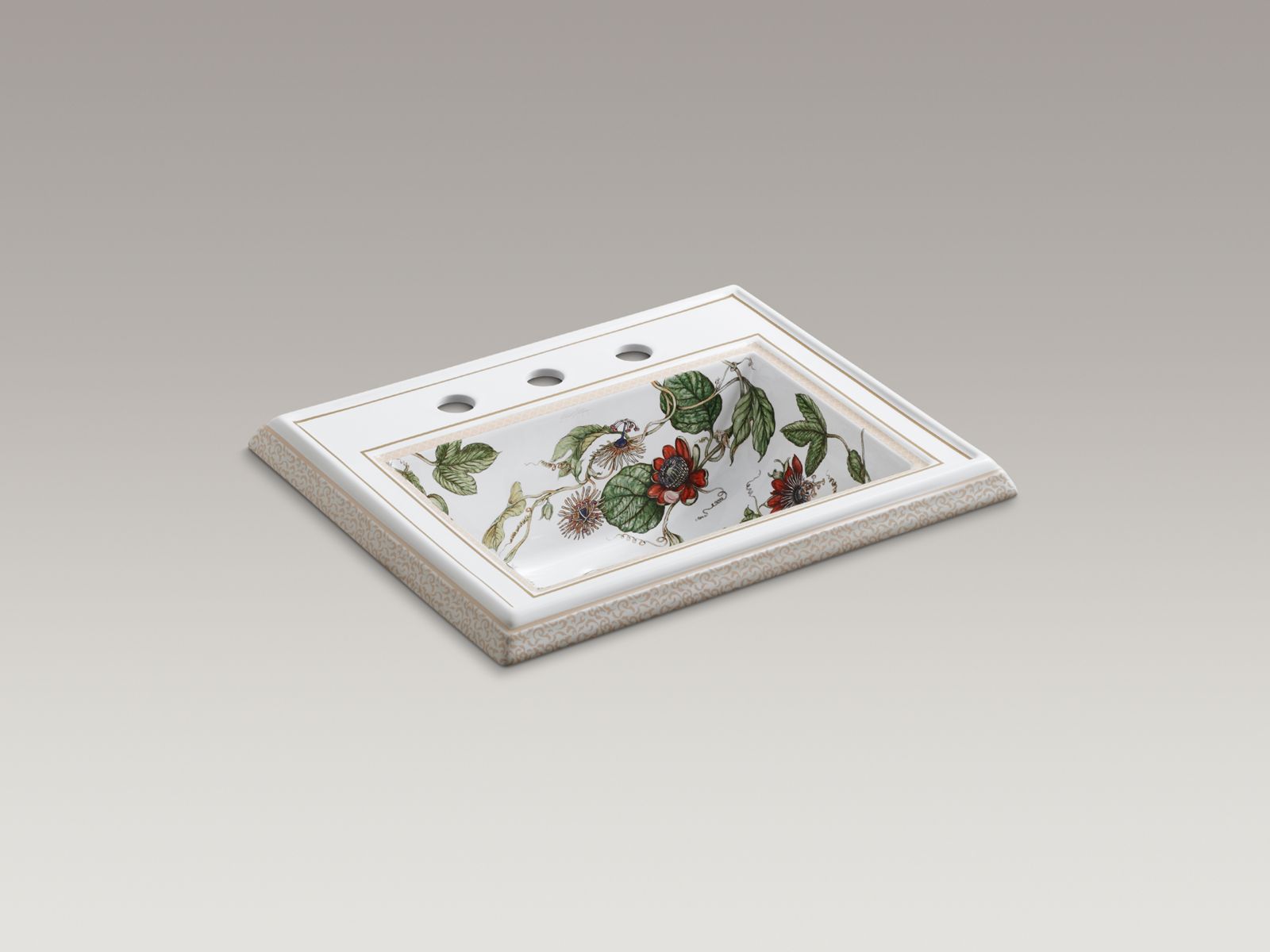 Crimson Topaz design on Memoirs(R) Classic drop-in bathroom sink