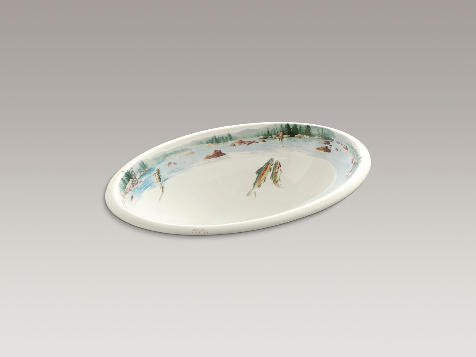 The Rod and the Fly(TM) design on Centerpiece(R) drop-in bathroom sink