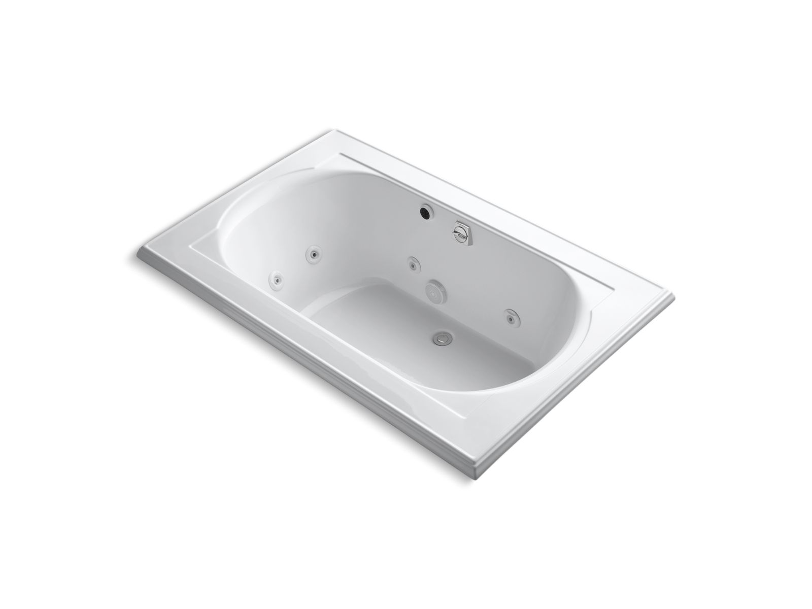 Memoirs® 66" x 42" drop-in whirlpool bath with end drain and heater without jet trim