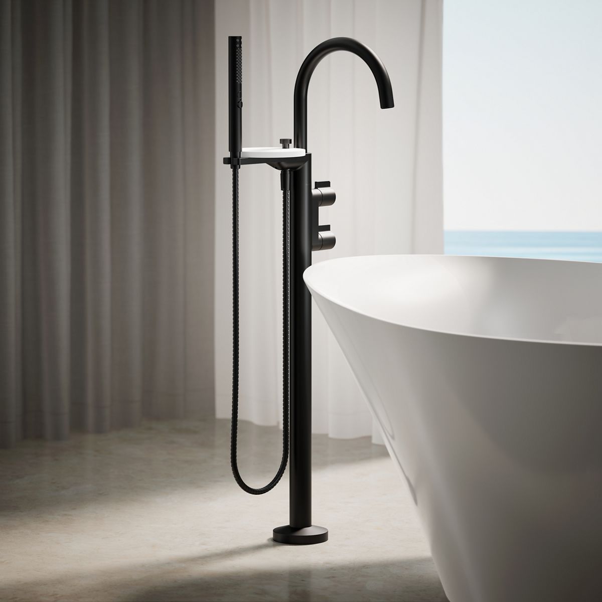 29485-components-floor-mount-bath-filler-trim-with-lever-handles-and-handshower-11.jpg Components® Floor-mount bath filler trim with lever handles and handshower