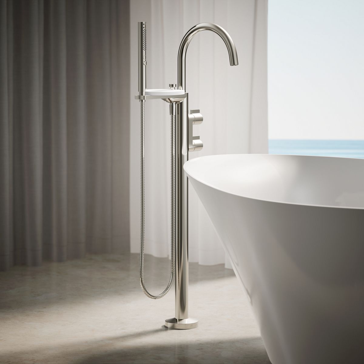 29485-components-floor-mount-bath-filler-trim-with-lever-handles-and-handshower-13.jpg Components® Floor-mount bath filler trim with lever handles and handshower