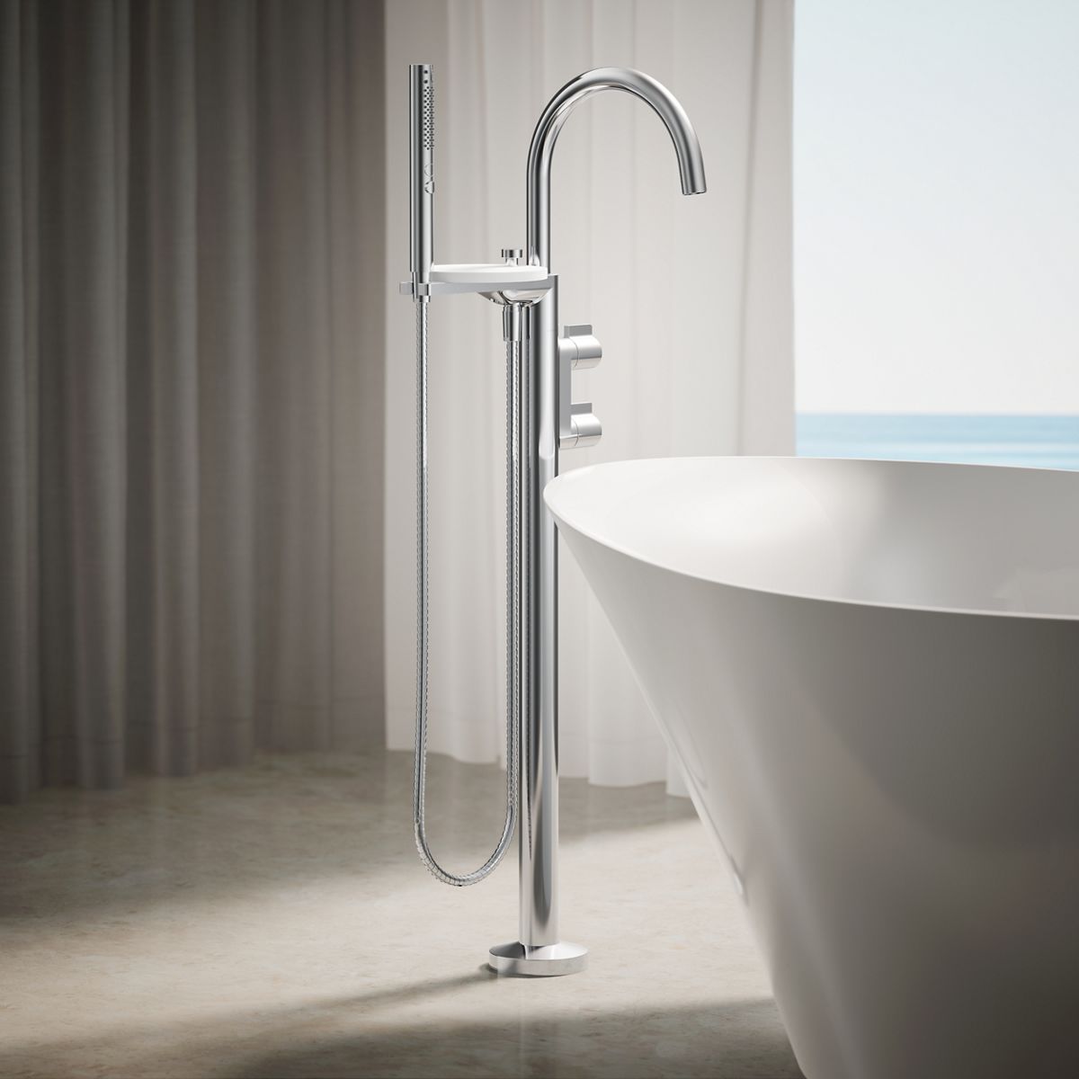 29485-components-floor-mount-bath-filler-trim-with-lever-handles-and-handshower-9.jpg Components® Floor-mount bath filler trim with lever handles and handshower