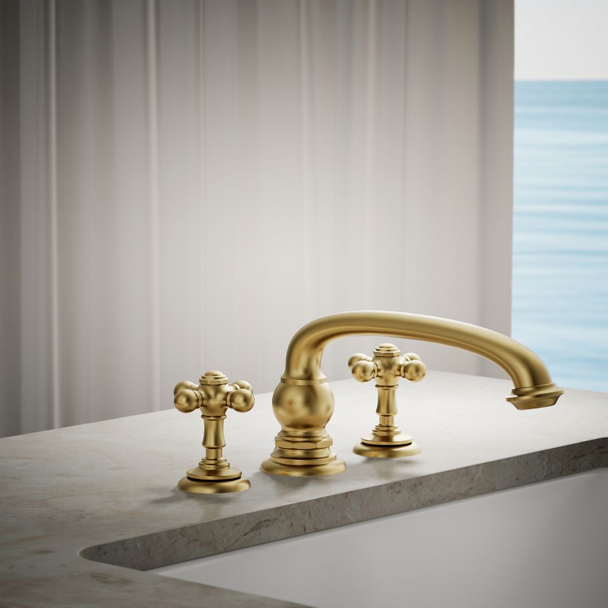 29640-artifacts-deck-mount-bath-faucet-handle-trim-with-cross-design-12.jpg Artifacts® Deck-mount bath faucet handle trim with Cross design