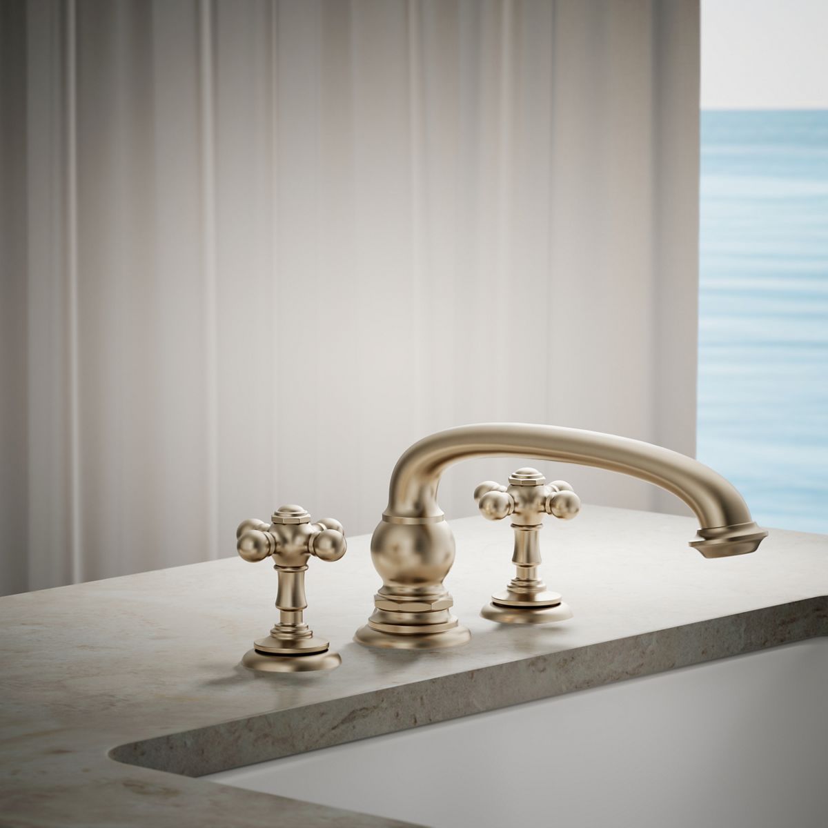 29640-artifacts-deck-mount-bath-faucet-handle-trim-with-cross-design-14.jpg Artifacts® Deck-mount bath faucet handle trim with Cross design