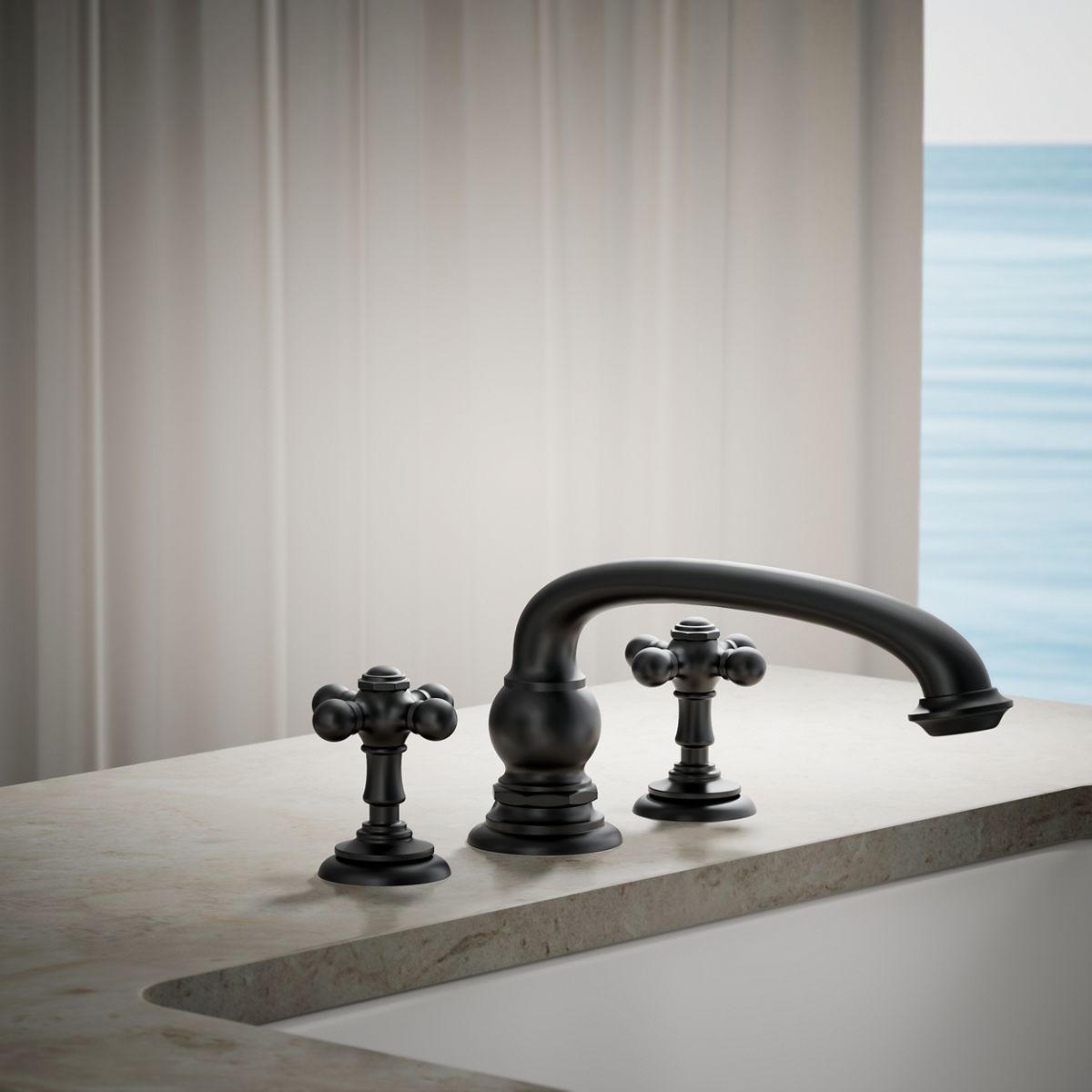 29640-artifacts-deck-mount-bath-faucet-handle-trim-with-cross-design-18.jpg Artifacts® Deck-mount bath faucet handle trim with Cross design