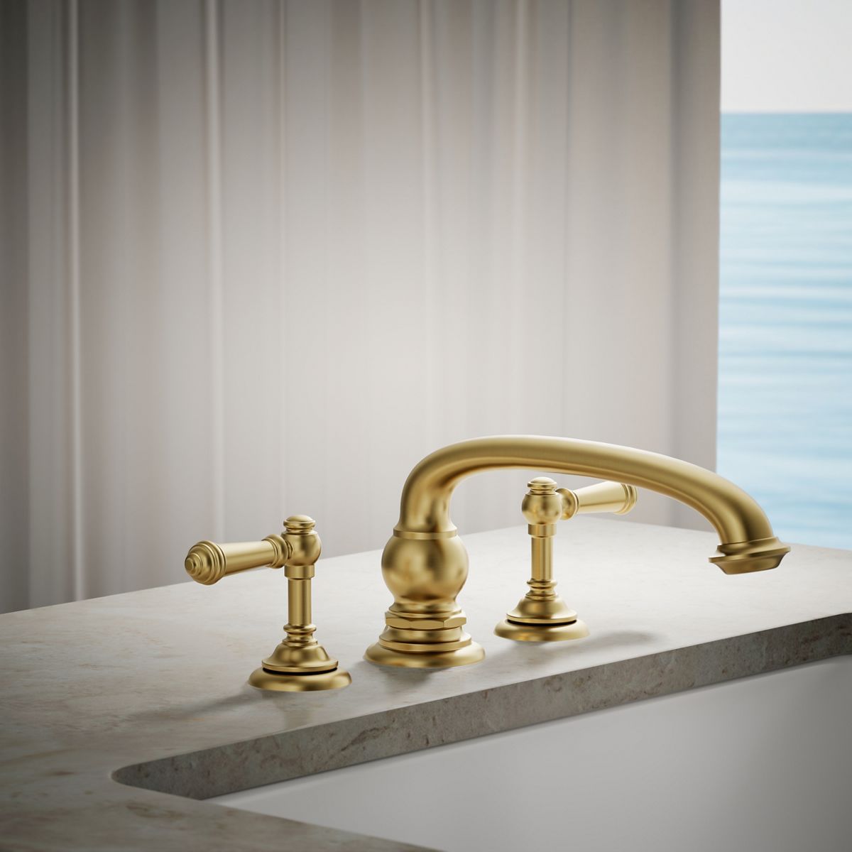 29784-artifacts-deck-mount-bath-spout-with-arc-design-13.jpg Artifacts® Deck-mount bath spout with Arc design