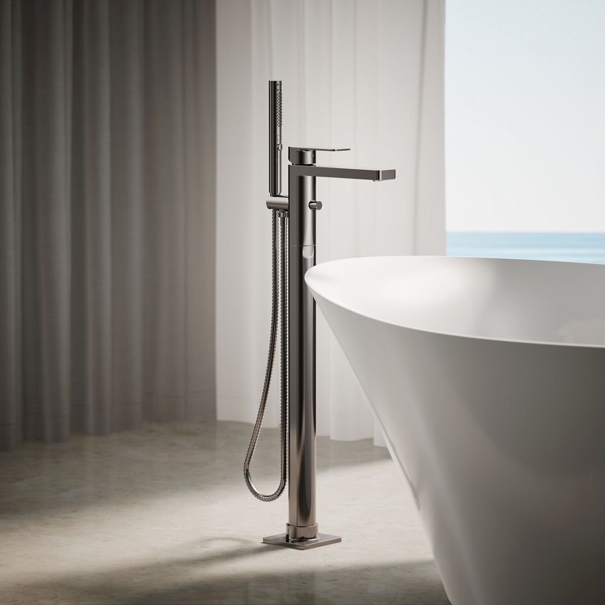 29864-parallel-floor-mount-bath-filler-trim-with-handshower-14.jpg Parallel® Floor-mount bath filler trim with handshower