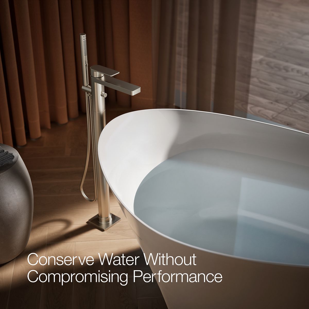 29864-parallel-floor-mount-bath-filler-trim-with-handshower-61.jpg Parallel® Floor-mount bath filler trim with handshower