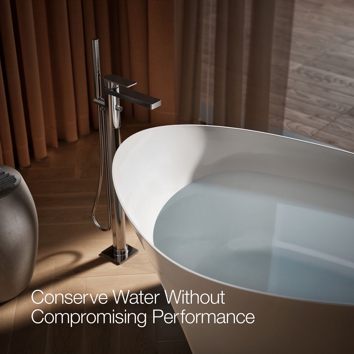 29864-parallel-floor-mount-bath-filler-trim-with-handshower-64.jpg Parallel® Floor-mount bath filler trim with handshower