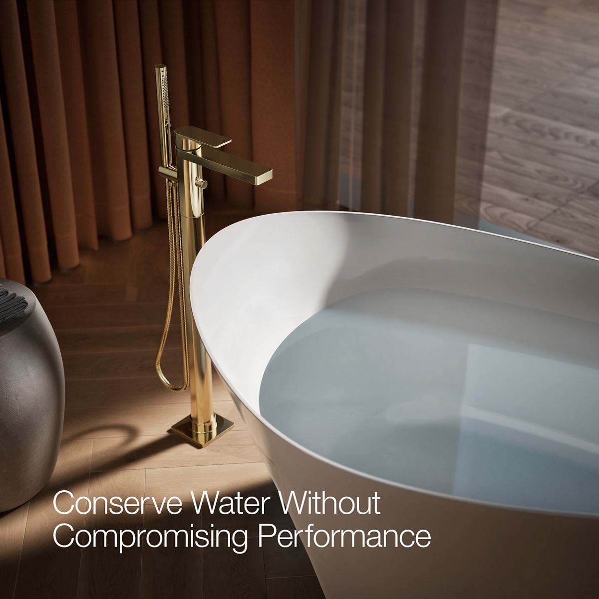 29864-parallel-floor-mount-bath-filler-trim-with-handshower-65.jpg Parallel® Floor-mount bath filler trim with handshower