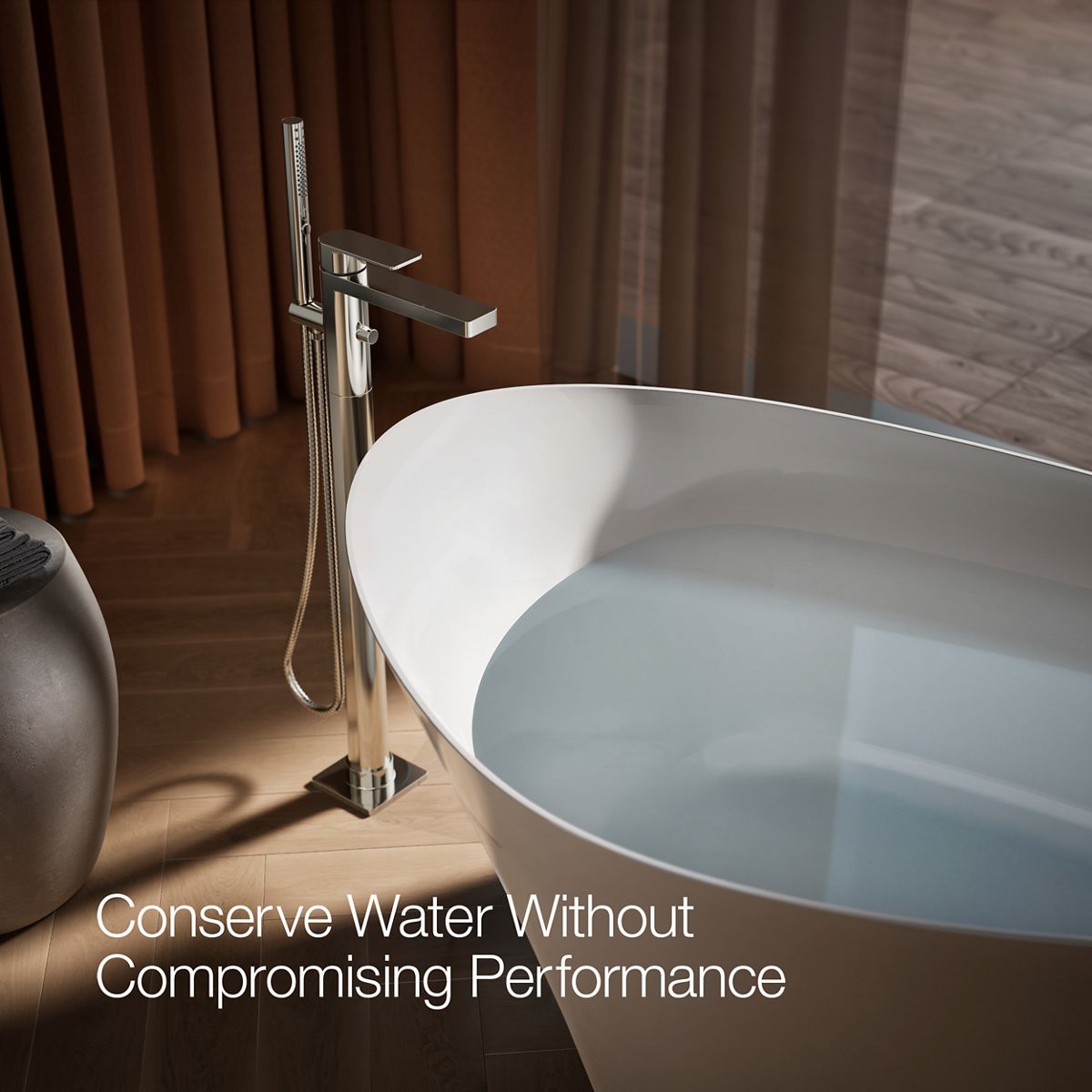 29864-parallel-floor-mount-bath-filler-trim-with-handshower-66.jpg Parallel® Floor-mount bath filler trim with handshower