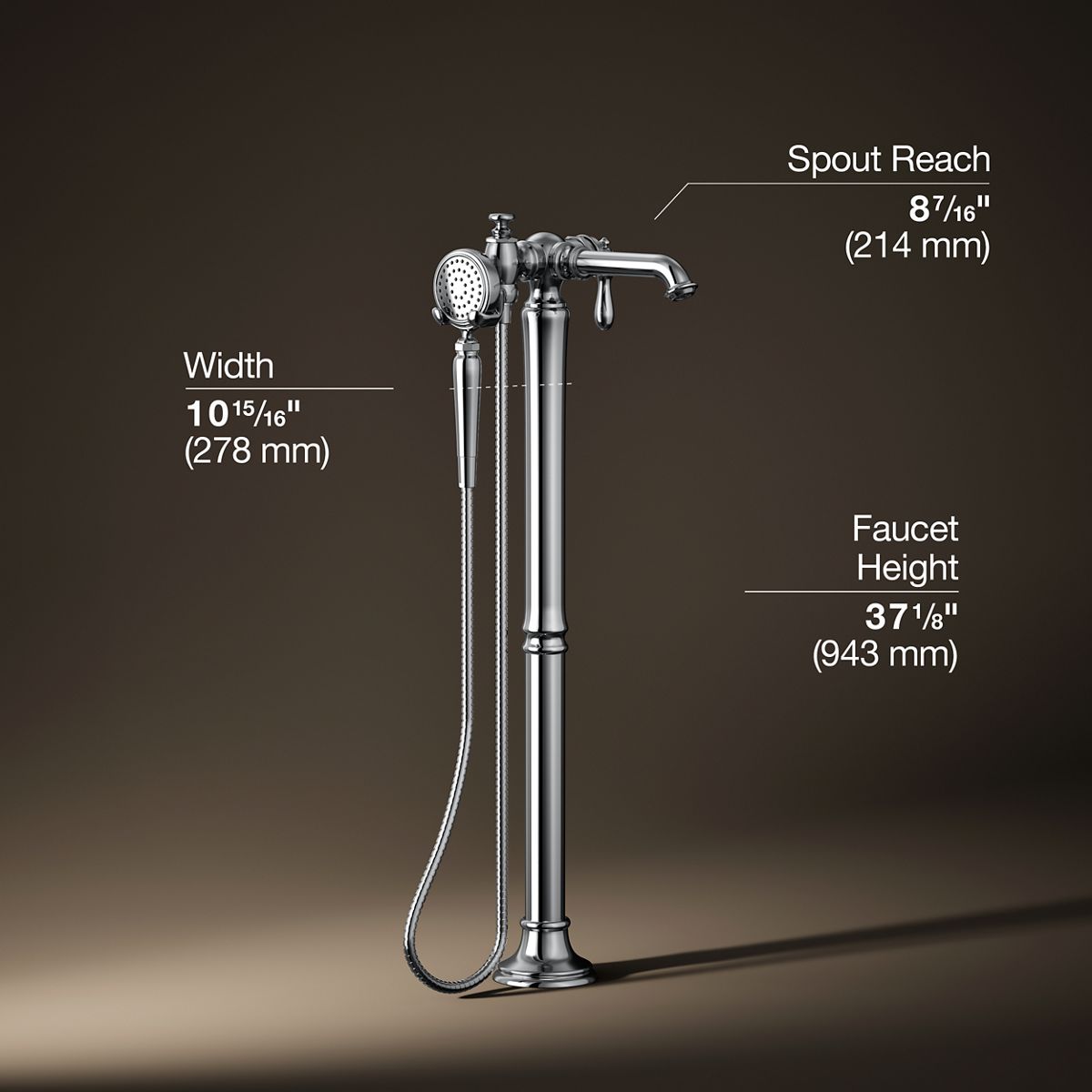 30342-artifacts-floor-mount-bath-filler-trim-with-handshower-19.jpg Artifacts® Floor-mount bath filler trim with handshower