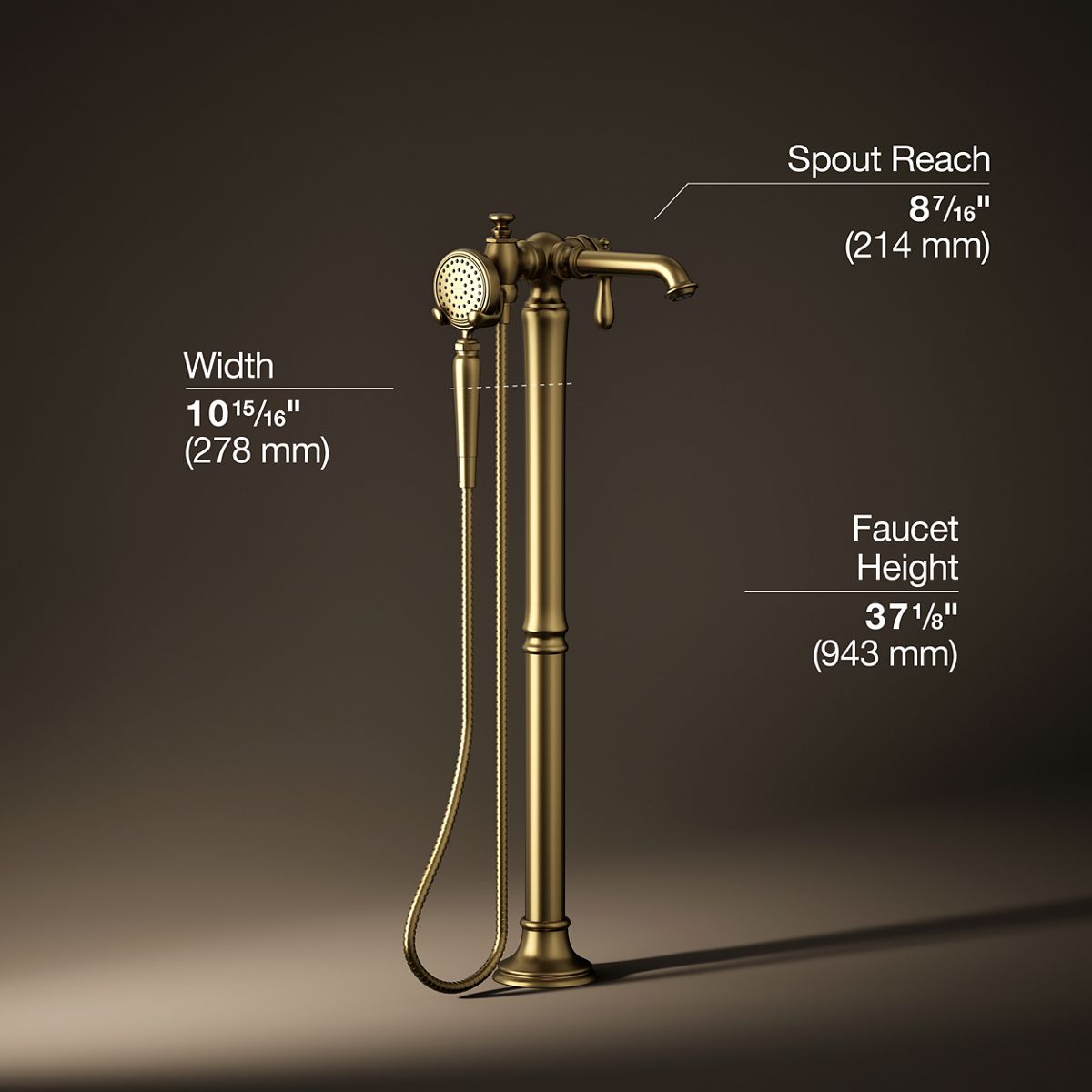 30342-artifacts-floor-mount-bath-filler-trim-with-handshower-20.jpg Artifacts® Floor-mount bath filler trim with handshower
