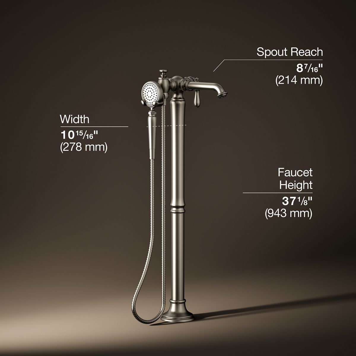 30342-artifacts-floor-mount-bath-filler-trim-with-handshower-21.jpg Artifacts® Floor-mount bath filler trim with handshower
