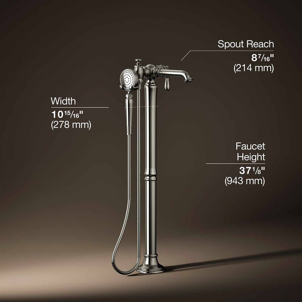 30342-artifacts-floor-mount-bath-filler-trim-with-handshower-23.jpg Artifacts® Floor-mount bath filler trim with handshower