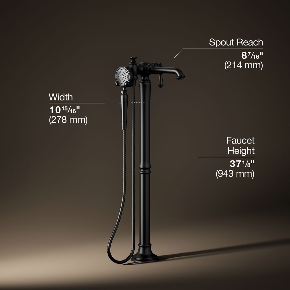 30342-artifacts-floor-mount-bath-filler-trim-with-handshower-24.jpg Artifacts® Floor-mount bath filler trim with handshower