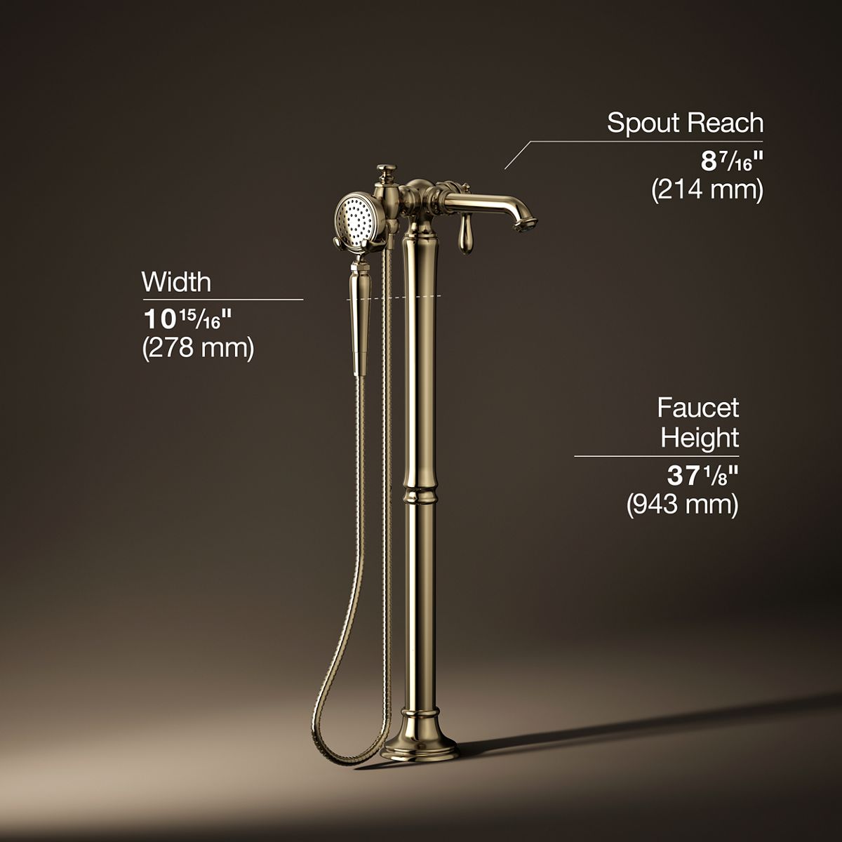 30342-artifacts-floor-mount-bath-filler-trim-with-handshower-25.jpg Artifacts® Floor-mount bath filler trim with handshower