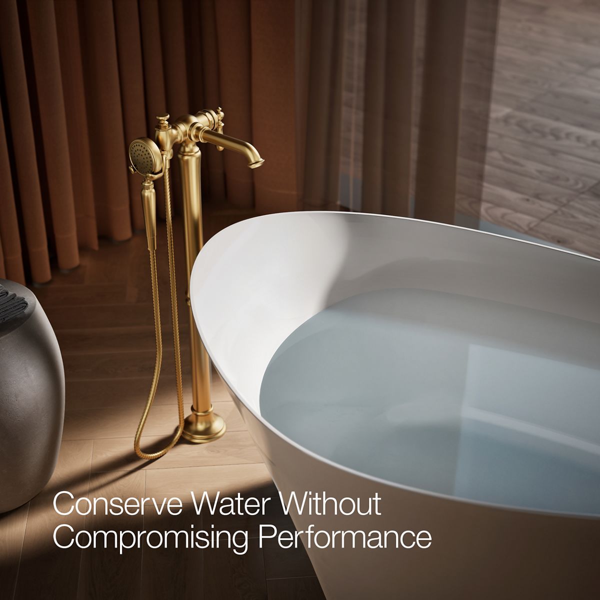 30342-artifacts-floor-mount-bath-filler-trim-with-handshower-62.jpg Artifacts® Floor-mount bath filler trim with handshower