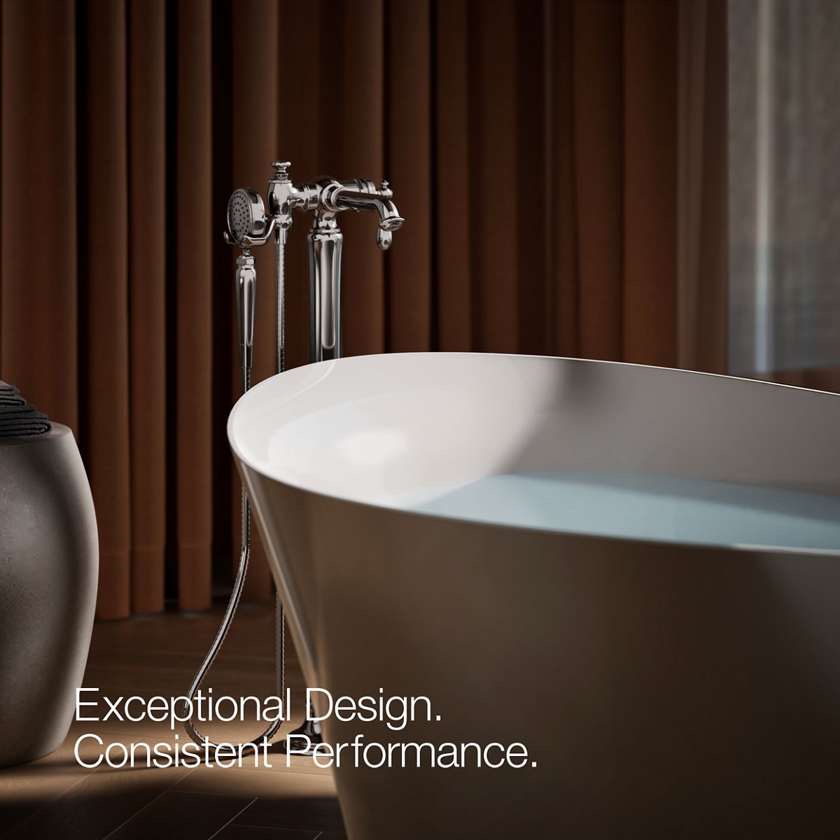 30342-artifacts-floor-mount-bath-filler-trim-with-handshower-76.jpg Artifacts® Floor-mount bath filler trim with handshower