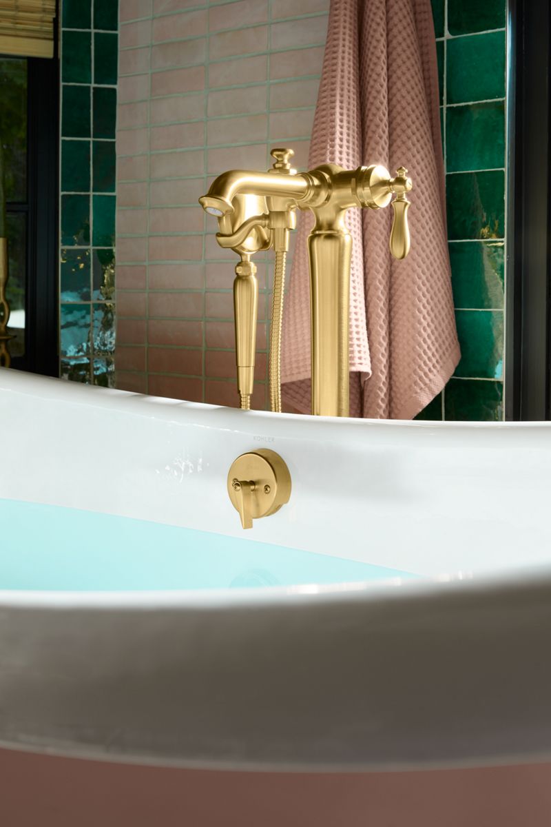 30342-artifacts-floor-mount-bath-filler-trim-with-handshower-79.jpg Artifacts® Floor-mount bath filler trim with handshower