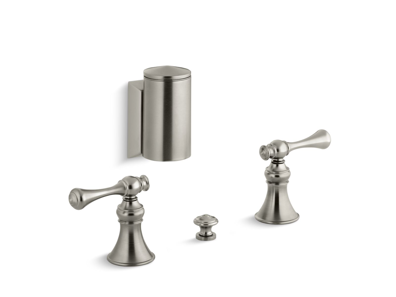 Revival® Below-the-rim horizontal swivel spray bidet faucet with traditional lever handles