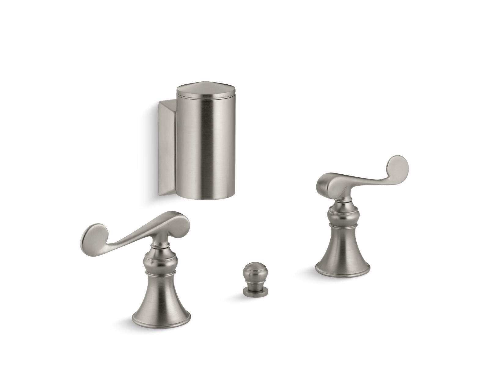 30641-revival-below-the-rim-horizontal-swivel-spray-bidet-faucet-with-scroll-lever-handles-2.jpg Revival® Below-the-rim horizontal swivel spray bidet faucet with scroll lever handles