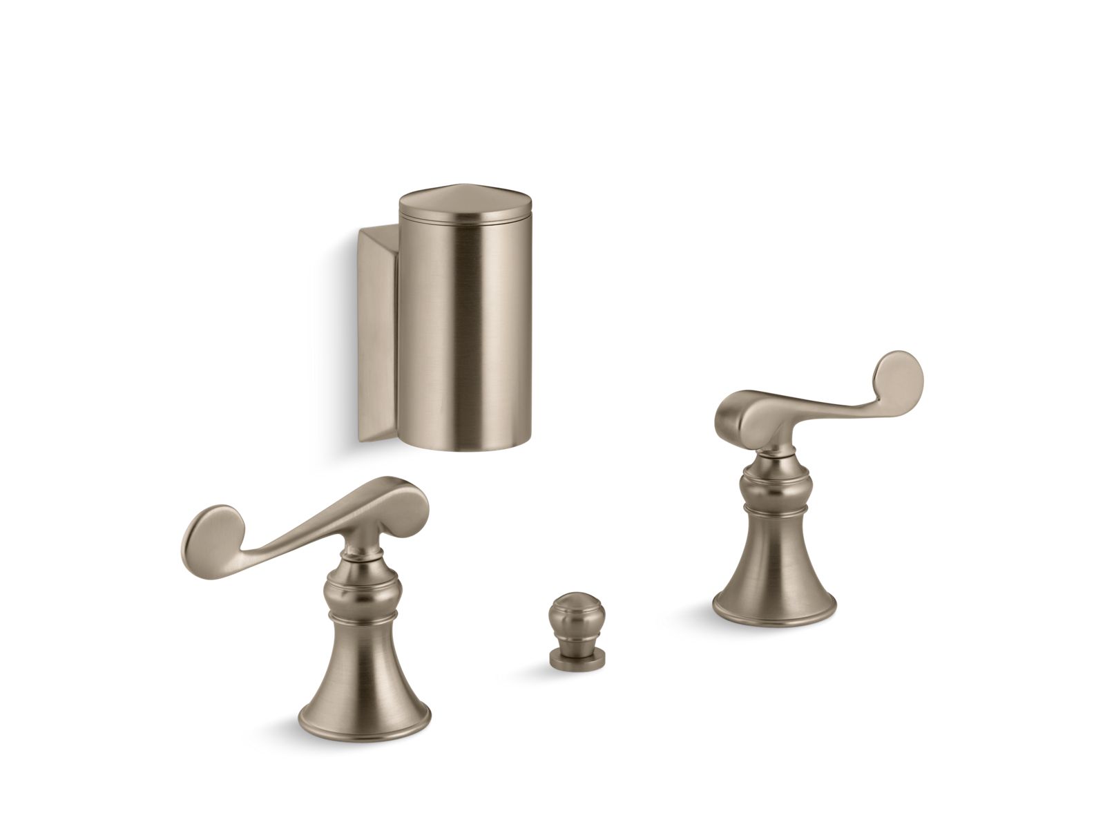 30641-revival-below-the-rim-horizontal-swivel-spray-bidet-faucet-with-scroll-lever-handles-3.jpg Revival® Below-the-rim horizontal swivel spray bidet faucet with scroll lever handles